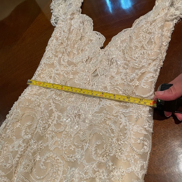 Beautiful beaded long cream dress bought in Paris - Picture 10 of 15